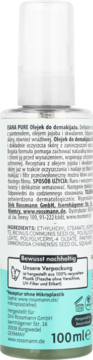 SNA PURE Olejek do demakijażu, tył butelki 100ml. Przezroczysta butelka z białą nakrętką, widoczny opis składu i recyklingu.