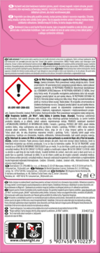Tył różowego opakowania perfumowanego żelu do domu 42 ml, z symbolami ostrzegawczymi i kodem kreskowym.