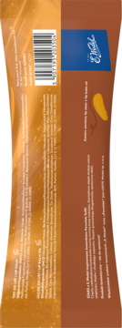 Tył opakowania błyszczyka E. Wedel, czekoladowo-złote tło. Widoczna lista składników i kod kreskowy.