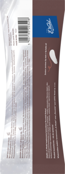 Boczne opakowanie błyszczyka i olejku do ust E. Wedel, brązowo-białe, z kodem kreskowym, składem i logo marki.