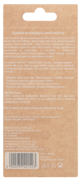 ELOY opaska modelująca owal twarzy MA556, tył jasnobrązowego kartonowego opakowania z opisem i kodem kreskowym.