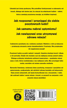 Tylna okładka żółtej książki Bernardo Stamateasa o tym, jak przyciągnąć pozytywnych ludzi i budować zdrowe relacje.