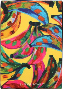 Pudełko wody perfumowanej Armaf Odyssey Marshmallow 100ml: żółte z wzorem kolorowych bananów.