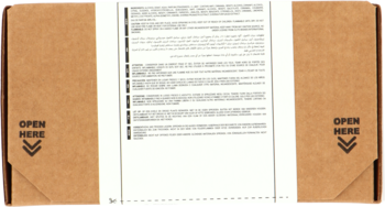 Otwarte brązowe opakowanie perfum Amaran Silverado 21 Eau de Parfum 100 ml, z napisem 'OPEN HERE' i instrukcją.