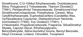 Lista składników różu w sztyfcie I’m Meme Multi Stick Blusher Blurry Nude, wyraźne czarne litery na białym tle.