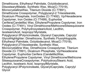 Pełna lista składników sztyftu I’m Meme Multi Stick Dual Cool Contouring, czarny tekst na białym tle.