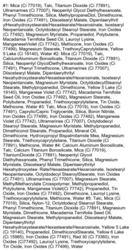 Szczegółowa lista składników palety I'm Meme Multi Cube Hello Peach, z podziałem na 5 odcieni.