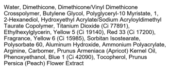 Lista składników tintu do ust I’m Meme Silhouette Water Blur Tint Mono Beige, czarny tekst na białym tle.