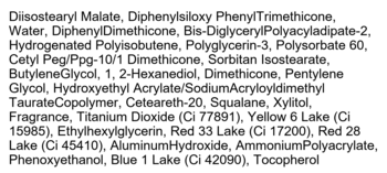 Lista składników błyszczyka I’m Meme Lip Silhouette Gloss Tint Minimal Pink, czytelny, czarny tekst.