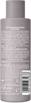 Szara butelka nawilżającego żelu pod prysznic On Point 100ml, tył z czytelnym składem i kodem kreskowym.