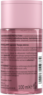 Tył różowej butelki AA LAAB Skin Barrier Protection Płyn Micelarny 100 ml, z polskim opisem i składem.