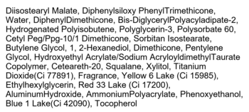 Tył opakowania błyszczyka I’m Meme Lip Silhouette Gloss Tint z widoczną listą składników produktu.