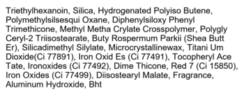 Lista składników I’m Meme I’m Pep! Balm, balsamu do ust i policzków, na białym tle, tekst czarny.