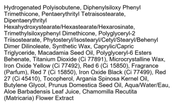 Lista składników błyszczyka Kaja Heart Melter Sweet Talk, czarny tekst na białym tle.