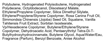 Lista składników INCI błyszczyka Kaja Gloss Shot Crystal Clear. Wśród nich Polybutene, Squalane, Fragrance.