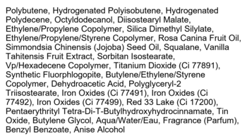 Błyszczyk Kaja Gloss Shot Milk Tea – pełna lista składników, czarny tekst na białym tle.