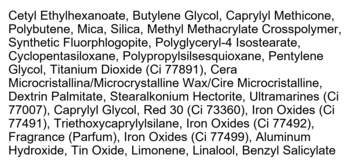 Lista składników różu do policzków Kaja Beauty Cheeky Stamp, czarny tekst na białym tle.