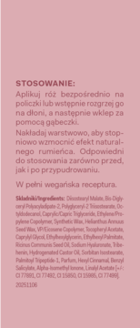 Tył opakowania różu Allure Blush Stick 03. Widoczne instrukcje stosowania i pełna lista składników produktu.