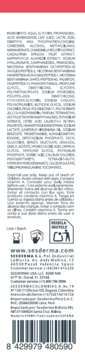 Tył opakowania Sesderma DAESES krem kontur oczu. Czytelne składniki, instrukcje i kod kreskowy produktu.