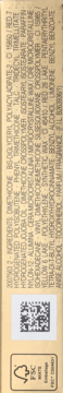 Tył opakowania kosmetyku z czytelną listą składników, kodem kreskowym i logo FSC na beżowym tle.