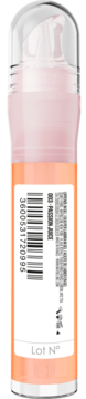 Tył błyszczyka Maybelline Lifter Gel 003 Passion Juice, z kodem kreskowym i numerem partii na różowej butelce.