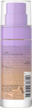 Tył butelki podkładu 30H LONGWEAR FOUNDATION, gradient fioletu do beżu, z etykietą, składem i kodem kreskowym.