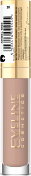 Eveline Cosmetics błyszczyk-serum Angel Kiss 30, nude, złota nakrętka, pionowy widok z przodu.