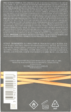 Tył opakowania wody perfumowanej Giorgio Armani Stronger With You Intensely z listą składników i kodem kreskowym.