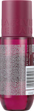 Tył różowej mgiełki do ciała LA RIVE Juicy Soul 160 ml. Widoczna etykieta ze składnikami i kodem kreskowym.
