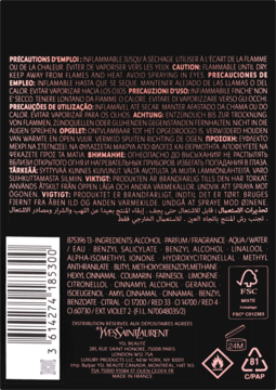 Tył czarnego opakowania wody perfumowanej YSL Black Opium Glitter z listą składników i białym kodem kreskowym.