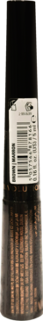 Tył Revolution Master Flick Liquid Eyeliner, czarna butelka z brązowym, teksturowanym spodem, biała etykieta z kodem kreskowym.