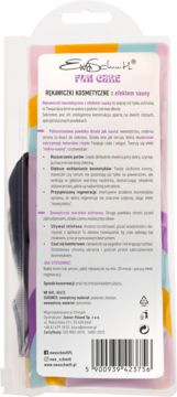 Tył opakowania rękawiczek kosmetycznych Ewa Schmitt z efektem sauny, z polskim opisem i kodem kreskowym.