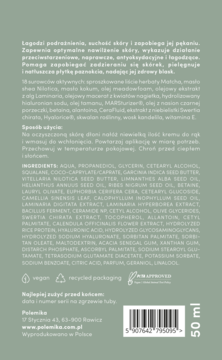 Tył szaro-zielonej tubki regenerującego kremu do rąk Polemika. Widoczny opis, składniki i pojemność 50ml.