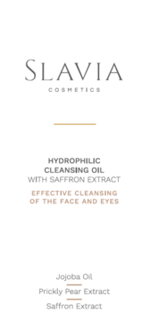 SLAVIA COSMETICS Hydrophilic Cleansing Oil z szafranem, jojoba, opuncją figową do twarzy i oczu, biała etykieta.