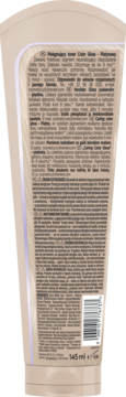 Tył beżowej tubki Pielęgnującego tonera Color Gloss Platynowy, neutralizującego żółte tony.