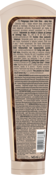 Tył opakowania Pielęgnującego Tonera Color Gloss Jasny Brąz. Beżowa tubka z brązowym panelem i listą składników.