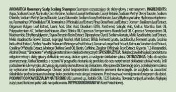Tył opakowania szamponu Aromatica Rosemary Scalp Scaling, jasnozielona etykieta ze składem INCI.