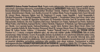 Tył opakowania maski AROMATICA Salvia Protein Treatment Mask z pełnym składem i instrukcją użycia.