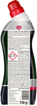 Kret Żel do WC Antykamień Lime, butelka z czerwonym korkiem, tył z etykietą: usuwa kamień, bakteriobójczy.