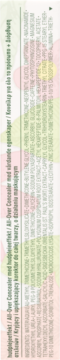 Vertical view of an All-Over Concealer label, showing multi-language text description with skincare effect.