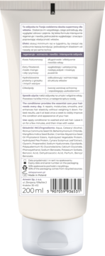 Tył białej tubki regenerującej odżywki do włosów 200 ml, z polskim opisem składników i użycia.
