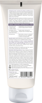 Tył białej tuby odżywki 200 ml, nawilżającej i wygładzającej włosy. Czytelny opis składu po polsku.