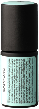 Ciemna butelka lakieru hybrydowego Cat Eye 3in1 Sapporo 3ml z miętową nakrętką, widok z przodu.