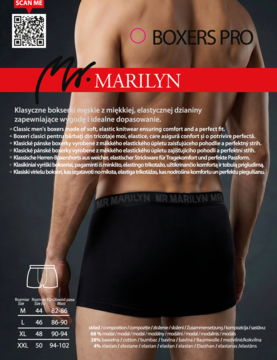 Czarne, klasyczne bokserki Marilyn męskie z miękkiej, elastycznej bawełny, widok z tyłu na modelu, komfortowe.