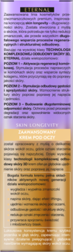 Fioletowo-złote opakowanie zaawansowanego kremu pod oczy Eternal Skin Longevity dla redukcji zmarszczek, widok z przodu.