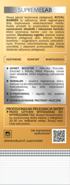 Tył Supremelab Royal Barrier dwufazowej mgiełki. Opis działania odżywczego i regenerującego, lista składników.