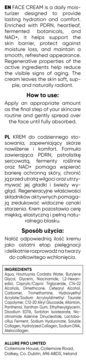 Pełna etykieta kremu do twarzy Allure Pro z opisem i składem, czarny tekst na białym tle.