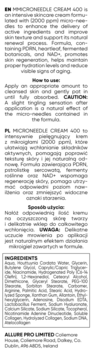 Pełna etykieta kremu MICRONEEDLE CREAM 400, instrukcje i skład po angielsku i polsku na białym tle.