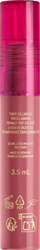 Tył różowego tintu do ust Bourjois Stain in Love Lip Tint, 3.5ml, z napisami o produkcie i ikonami recyklingu.