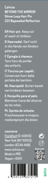 Tylne opakowanie spinki Catrice BEYOND THE MIRROR Shine Loop Hair Pin C01 Bejeweled Reflection, szare z kodem.